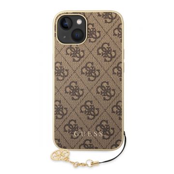 Husa telefon Guess pentru iPhone 14, 4G and Charm, Material, Maro