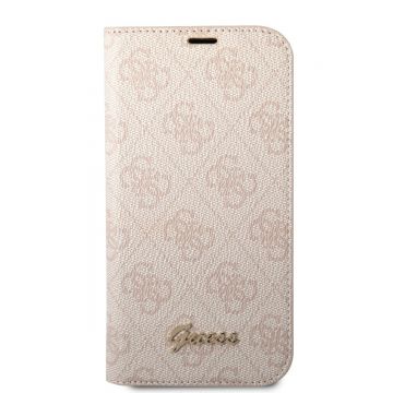 Husa de protectie telefon Guess pentru iPhone 14, Metal Camera Outline Book, Piele ecologica, Roz