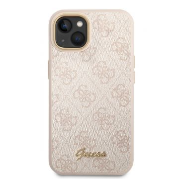 Husa telefon Guess pentru iPhone 14, Metal Camera Outline, Piele ecologica, Roz