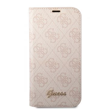 Husa de protectie telefon Guess pentru iPhone 14 Plus, Metal Camera Outline Book, Piele ecologica, Roz