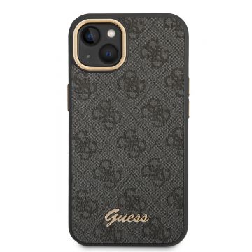 Husa de protectie telefon Guess pentru iPhone 14 Plus, Metal Camera Outline, Piele ecologica, Negru