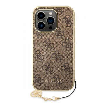 Husa telefon Guess pentru iPhone 14 Pro Max, 4G and Charm, Material, Maro