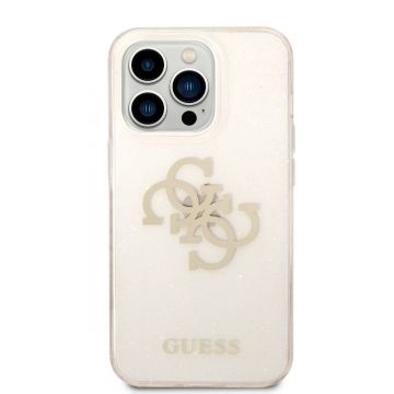 Husa telefon Guess pentru iPhone 14 Pro Max, Big 4G Full Glitter, Plastic, Auriu