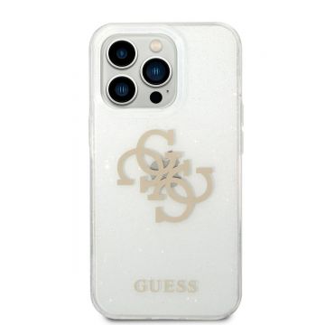 Husa telefon Guess pentru iPhone 14 Pro Max, Big 4G Full Glitter, Plastic, Transparent