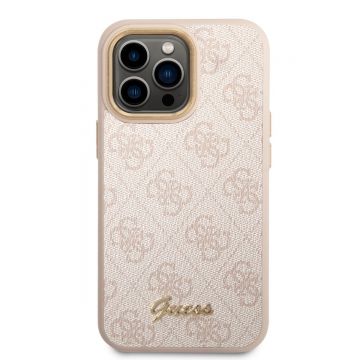 Husa telefon Guess pentru iPhone 14 Pro Max, Metal Camera Outline, Piele ecologica, Roz