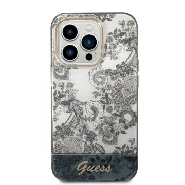 Husa telefon Guess pentru iPhone 14 Pro, Toile de Jouy, Plastic, Gri
