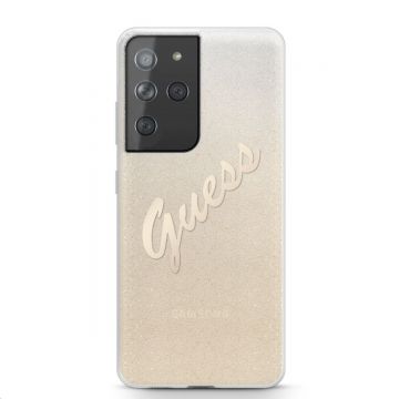 Husa de protectie telefon Guess pentru Samsung Galaxy S21 Ultra, Glitter Gradient Vintage, GUHCS21LPCUGLSGO, Auriu