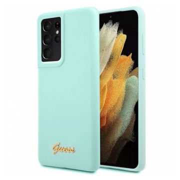 Husa telefon Guess pentru Samsung Galaxy S21 Ultra , Model Liquid Silicone, Silicon, GUHCS21LLSLMGLB, Albastru