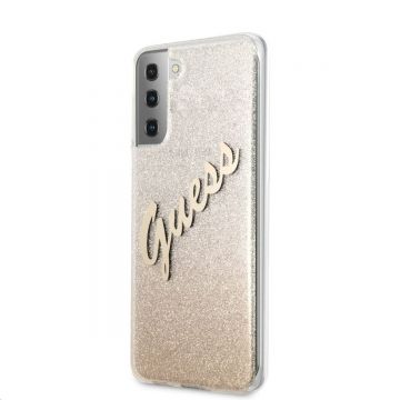 Husa telefon Guess pentru Samsung Galaxy S21+, Vintage Cover, Plastic TPU, GUHCS21MPCUGLSGO, Auriu