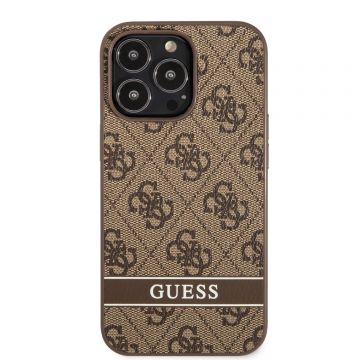 Husa telefon Guess, PU 4G Stripe Case pentru Apple iPhone 13 Pro, Plastic, Maro