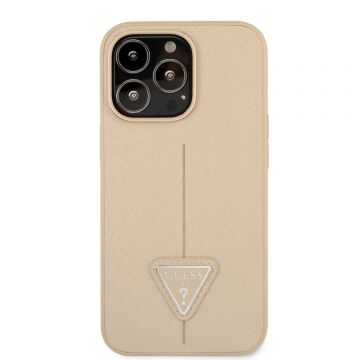 Husa telefon Guess, PU Saffiano Triangle Case pentru Apple iPhone 13 Pro, Poliuretan, Roz