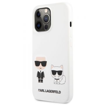 Husa de protectie telefon Karl Lagerfeld pentru iPhone 13 Pro Max, Choupette Liquid, Silicon, KLHCP13XSSKCW, White