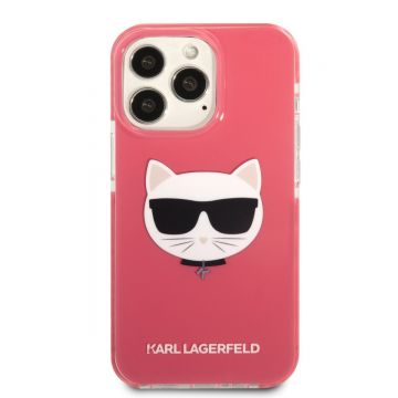 Husa de protectie telefon Karl Lagerfeld, Choupette Head pentru Apple iPhone 13 Pro, Fuchsia