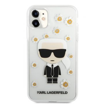 Husa telefon Karl Lagerfeld pentru iPhone 11, Ikonik Flower, Plastic, Transparent