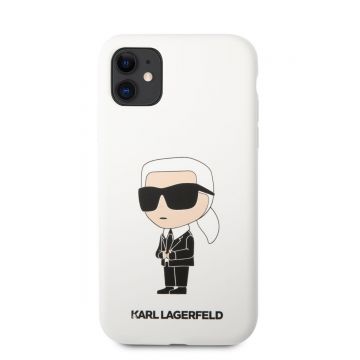 Husa telefon Karl Lagerfeld pentru iPhone 11, Karl Lagerfeld Ikonik NFT, Silicon lichid, Alb