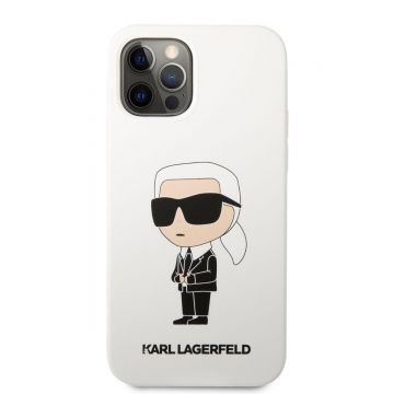 Husa telefon Karl Lagerfeld pentru iPhone 12/12 Pro, Karl Lagerfeld Ikonik NFT, Silicon lichid, Alb
