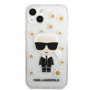 Husa de protectie telefon Karl Lagerfeld pentru iPhone 13, Ikonik Flower, Plastic, Transparent