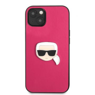 Husa telefon Karl Lagerfeld pentru iPhone 13, Karl Head, KLHCP13MPKMP, Piele ecologica, Pink