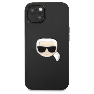 Husa telefon Karl Lagerfeld pentru iPhone 13 Mini, Karl Head, Piele ecologica, Black