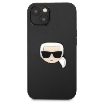 Husa de protectie telefon Karl Lagerfeld pentru iPhone 13 Mini, Karl Head, Piele ecologica, Black