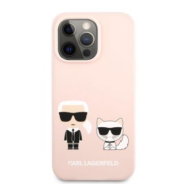 Husa telefon Karl Lagerfeld pentru iPhone 13 Mini, Karl Lagerfeld and Choupette, Silicon, KLHCP13SSSKCI, Pink