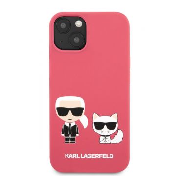 Husa telefon Karl Lagerfeld pentru iPhone 13 Mini, Karl Lagerfeld and Choupette, Silicon, KLHCP13SSSKCP, Red