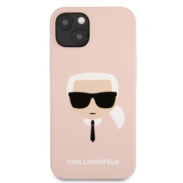 Husa telefon Karl Lagerfeld pentru iPhone 13 Mini, Karl Lagerfeld Head, Liquid Silicon, Pink