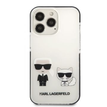 Husa de protectie telefon Karl Lagerfeld pentru iPhone 13 Pro, Karl and Choupette, Plastic, Alb
