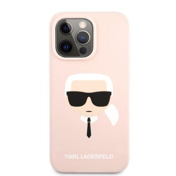 Husa telefon Karl Lagerfeld pentru iPhone 13 Pro, Karl Head, Silicon, KLHCP13LSLKHLP, Light Pink