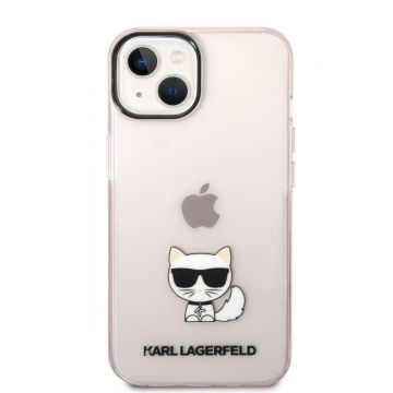 Husa telefon Karl Lagerfeld pentru iPhone 14, Choupette Logo, Plastic, Roz