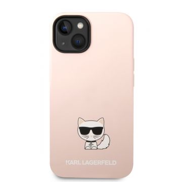 Husa telefon Karl Lagerfeld pentru iPhone 14, Choupette, Silicon lichid, Roz