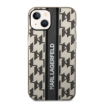 Husa de protectie telefon Karl Lagerfeld pentru iPhone 14, Monogram Vertical Stripe, Plastic, Negru