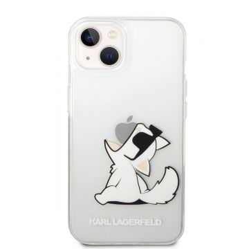 Husa telefon Karl Lagerfeld pentru iPhone 14 Plus, Choupette Eat, Plastic, Transparent