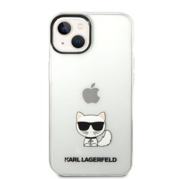 Husa telefon Karl Lagerfeld pentru iPhone 14 Plus, Choupette Logo, Plastic, Transparent