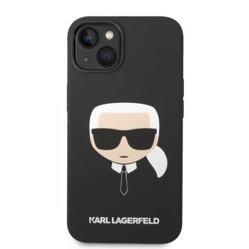Husa telefon Karl Lagerfeld pentru iPhone 14 Plus, Karl Head, Silicon lichid, Negru