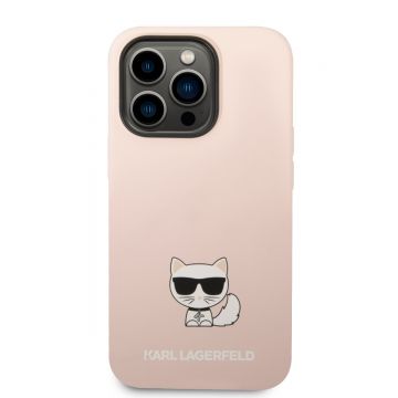 Husa de protectie telefon Karl Lagerfeld pentru iPhone 14 Pro, Choupette, Silicon lichid, Roz