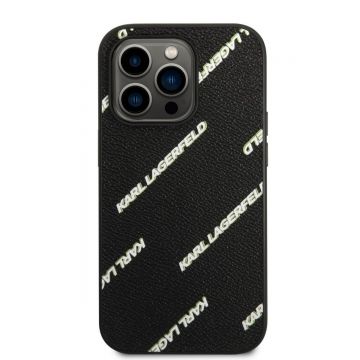 Husa telefon Karl Lagerfeld pentru iPhone 14 Pro Max, Logomania, Piele ecologica, Negru