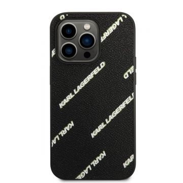 Husa de protectie telefon Karl Lagerfeld pentru iPhone 14 Pro Max, Logomania, Piele ecologica, Negru