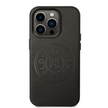 Husa telefon Karl Lagerfeld pentru iPhone 14 Pro Max, Perforated Logo and Metal Buttons, Piele ecologica, Negru