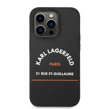 Husa telefon Karl Lagerfeld pentru iPhone 14 Pro, Rue St Gullaume, Plastic, Negru