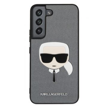 Husa telefon Karl Lagerfeld pentru Samsung Galaxy S22+, Saffiano Karl Head, Piele ecologica, Silver