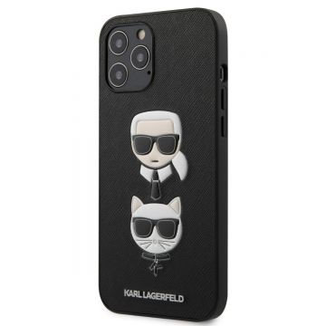 Husa telefon Karl Lagerfeld, Saffiano K&C Heads Cover pentru Apple iPhone 12 Pro Max, Negru