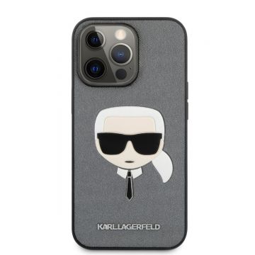 Husa telefon Karl Lagerfeld, Saffiano Karl Head Case pentru Apple iPhone 13 Pro Max, Argintiu