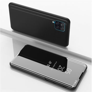 Husa telefon pentru Samsung Galaxy A02s, LED View, Piele si sticla, Negru