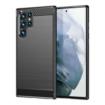 Carcasa Flexible Carbon compatibila cu Samsung Galaxy S22 Ultra (Negru)