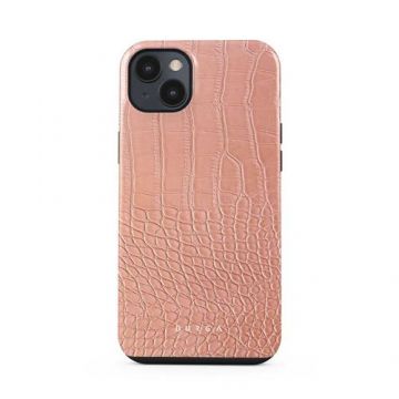 Husa Burga Dual Layer Pink Croco compatibila cu iPhone 14, Roz