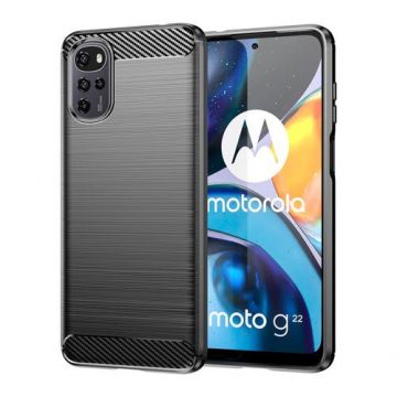 Husa Carbon flexible pentru Motorola Moto E32 (Negru)