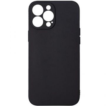 Husa de protectie Spacer pentru Iphone 14 Pro, material flexibil silicon si interior cu microfibra, Negru