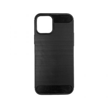 Husa Lemontti Carbon Case Flexible compatibila cu iPhone 12 / 12 Pro (Negru)