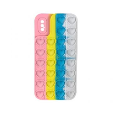 Husa Lemontti Heart Pop it compatibila cu iPhone X / XS, Multicolor